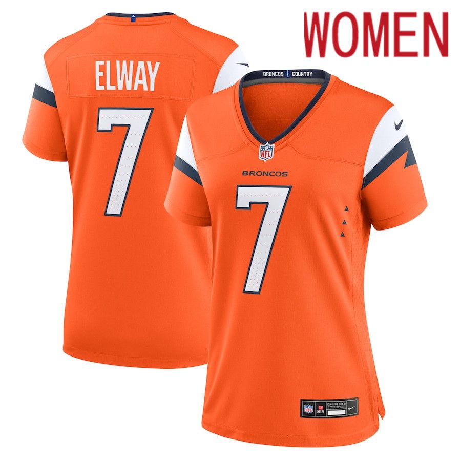 Women Denver Broncos #7 John Elway Nike Orange Retired Player Game NFL Jersey->->Women Jersey